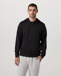 Vuori Ponto Full Zip Hoodie - Black Heather, front