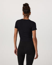 Vuori Pose Fitted Tee in Black, back