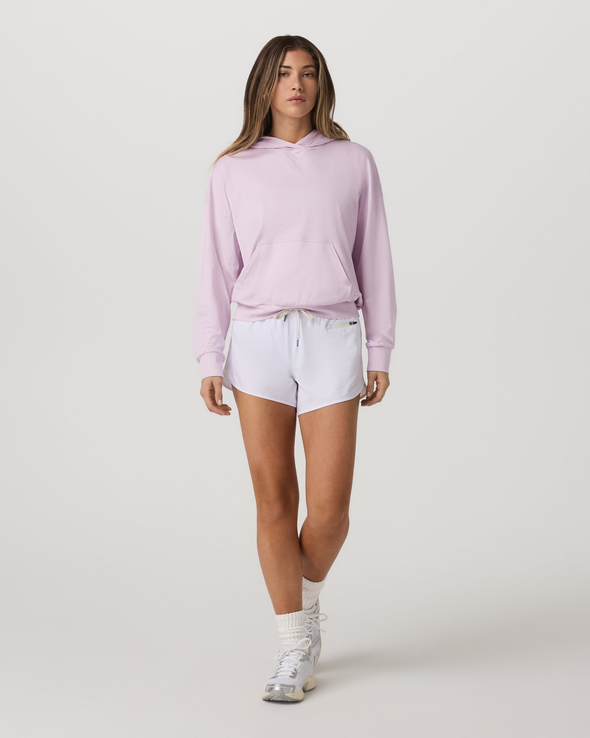 Vuori Halo Modern Pullover Hoodie in Lilac Breeze Heather, full