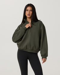 Vuori Restore Oversized Half Zip - Army, front