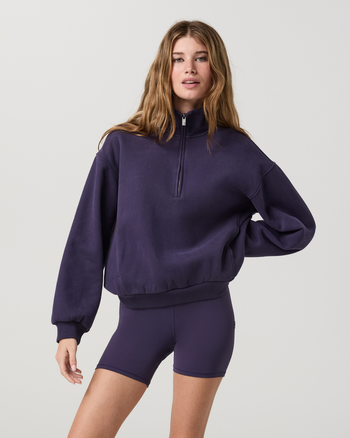 Vuori Restore Oversized Half Zip - Velvet Violet, front