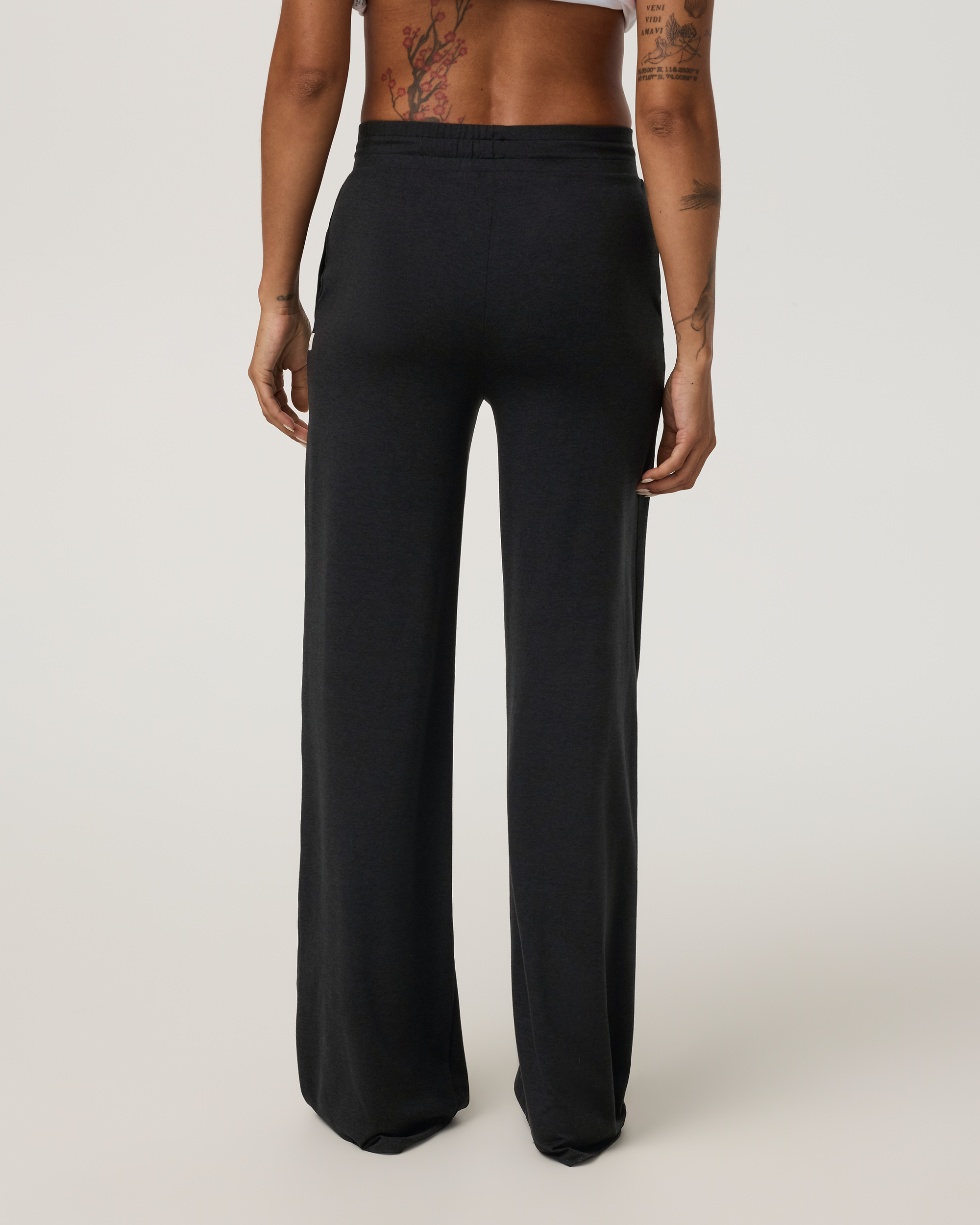 Vuori Halo Essential Wideleg Pant in Black Heather, back