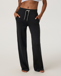 Vuori Halo Essential Wideleg Pant in Black Heather, front