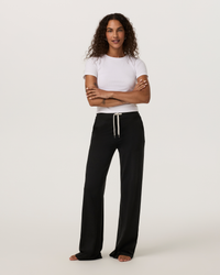 Vuori Halo Essential Wideleg Pant in Black Heather, full