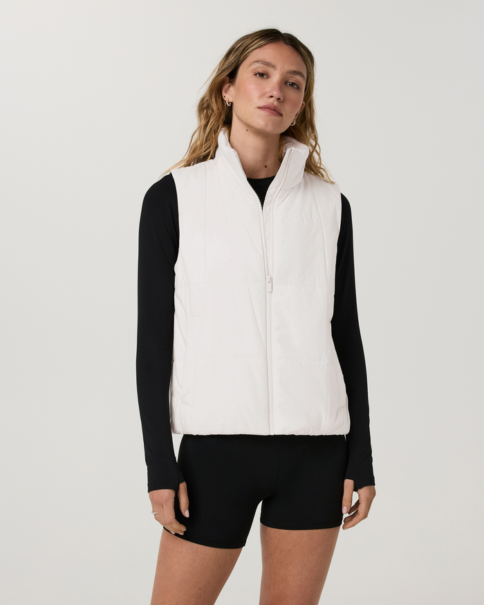 Vuori Canyon Insulated Sporty Vest in Marshmallow, front