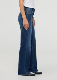 DUER Women's Performance Denim+ High Rise Wide Leg - Night Harbour side
