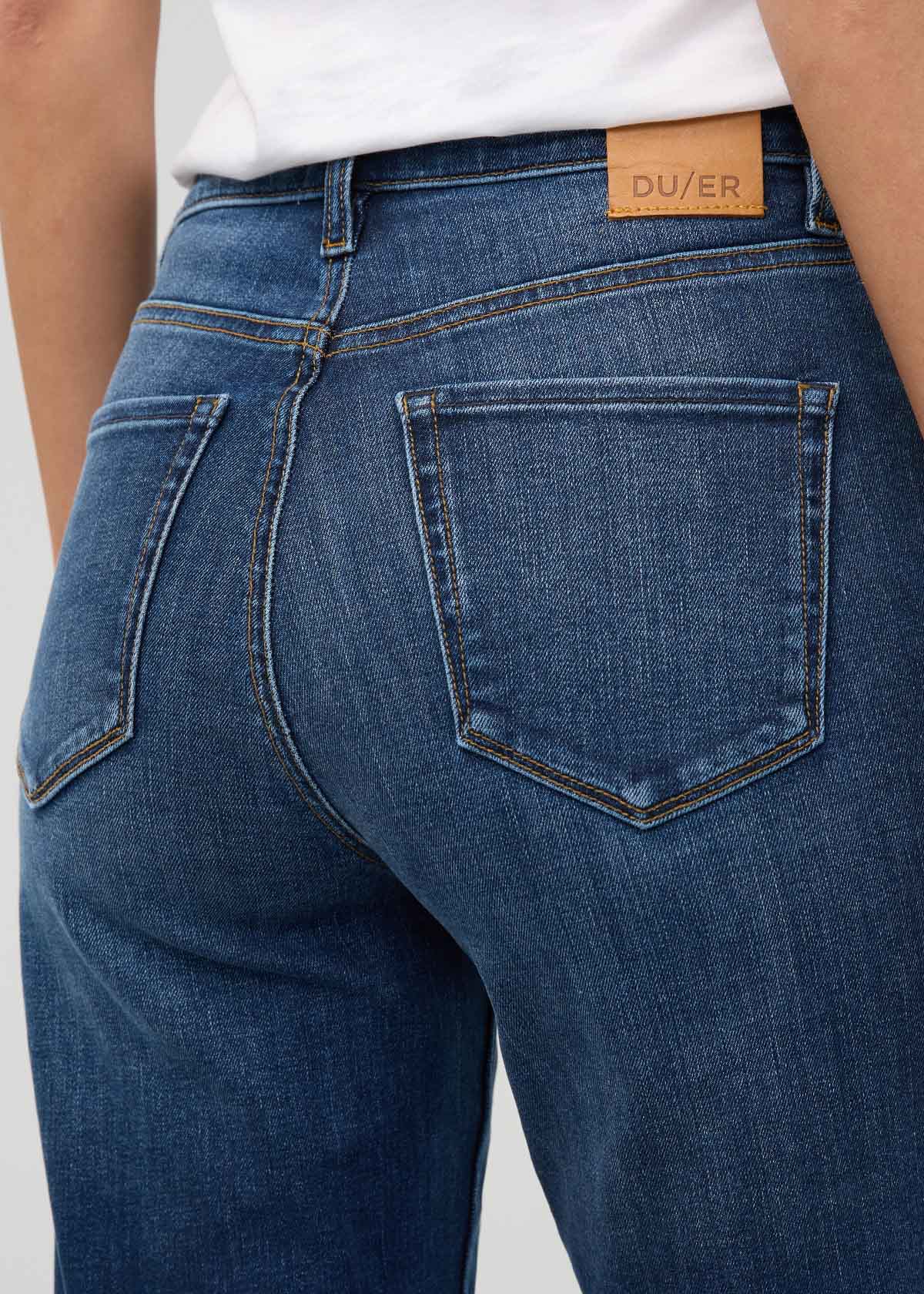 DUER Women's Performance Denim+ High Rise Wide Leg - Night Harbour detail