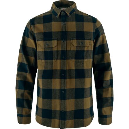 Fjällräven Men's Övik Heavy Flannel Shirt, Wood Brown/Dark Navy