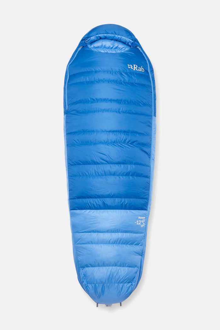 Rab Women's Ascent -12C / 10F Sleeping Bag, Dark Bluebird/Bluebird (front)