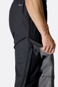 Rab Men's Downpour Waterproof Pants in Black, side zip detail