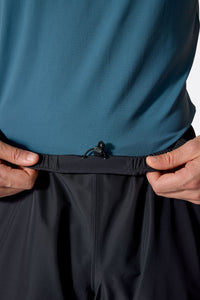 Rab Men's Downpour Waterproof Pants in Black, hem detail