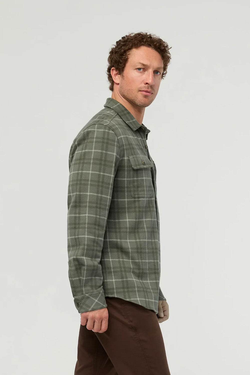 DUER Men's Performance Flannel Overshirt - Thyme Plaid