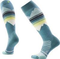 Women's Ski Targeted Cushion Pattern OTC Socks in Dusty Teal