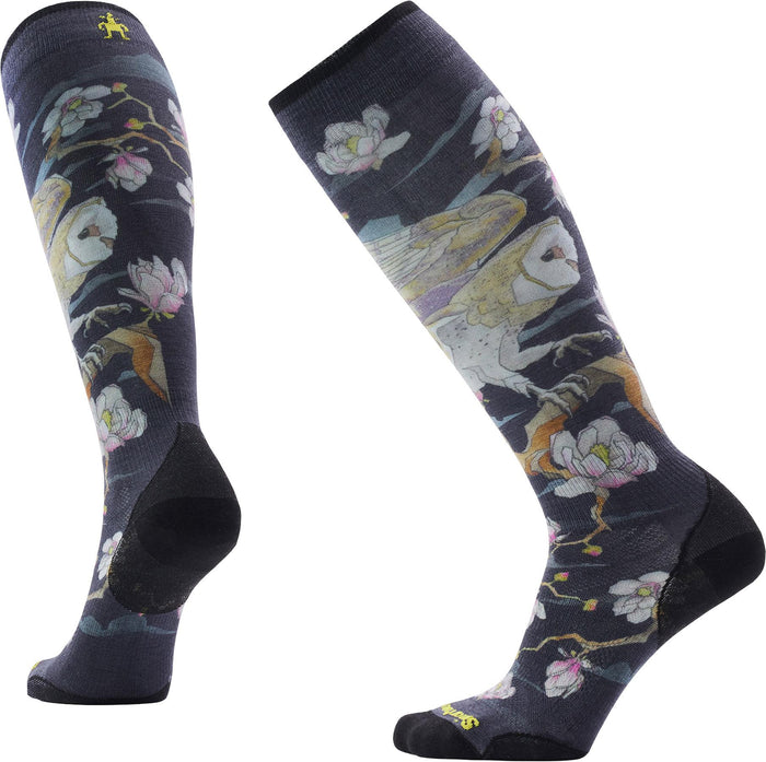 Women's Ski Zero Cushion Nightwatcher Print OTC Socks in Black