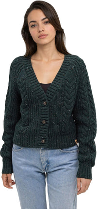 tentree Stillwater Fleck Cardigan - Dark Forest Green Fleck