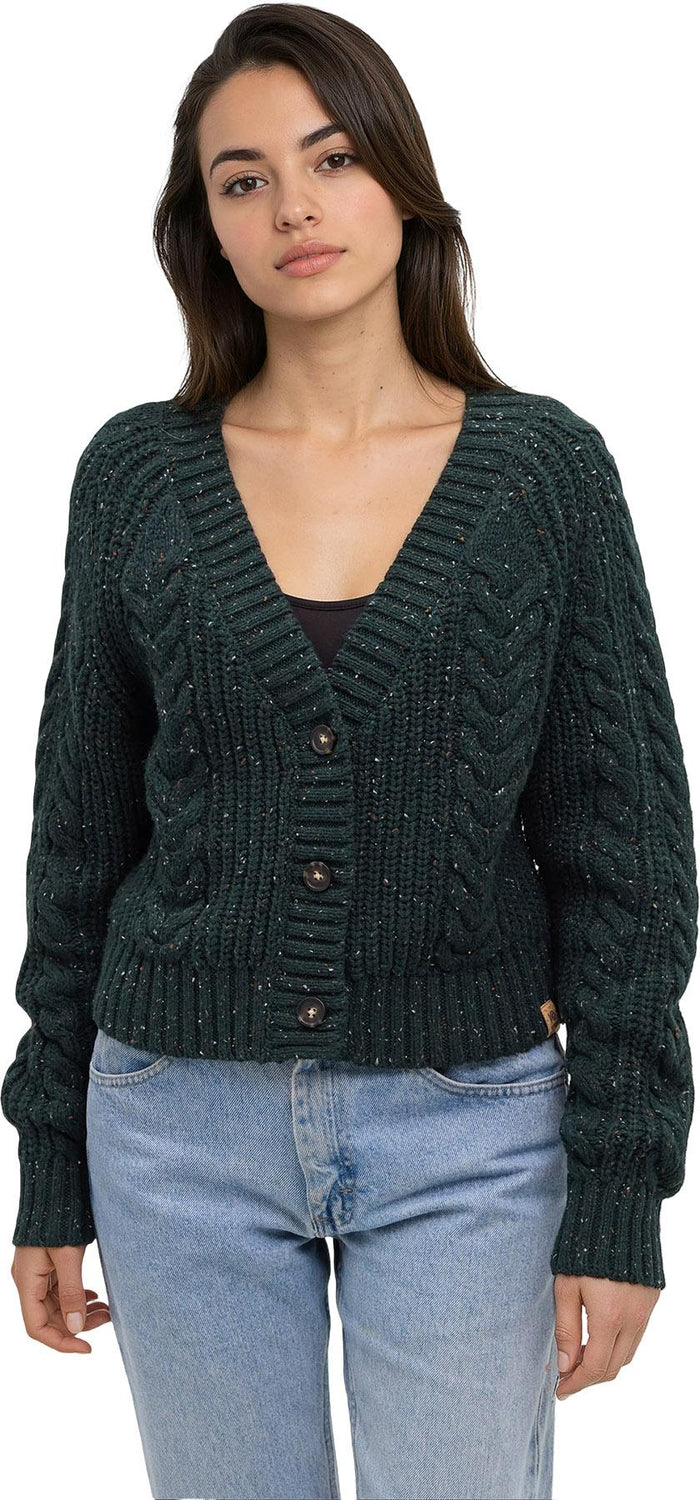 tentree Stillwater Fleck Cardigan - Dark Forest Green Fleck