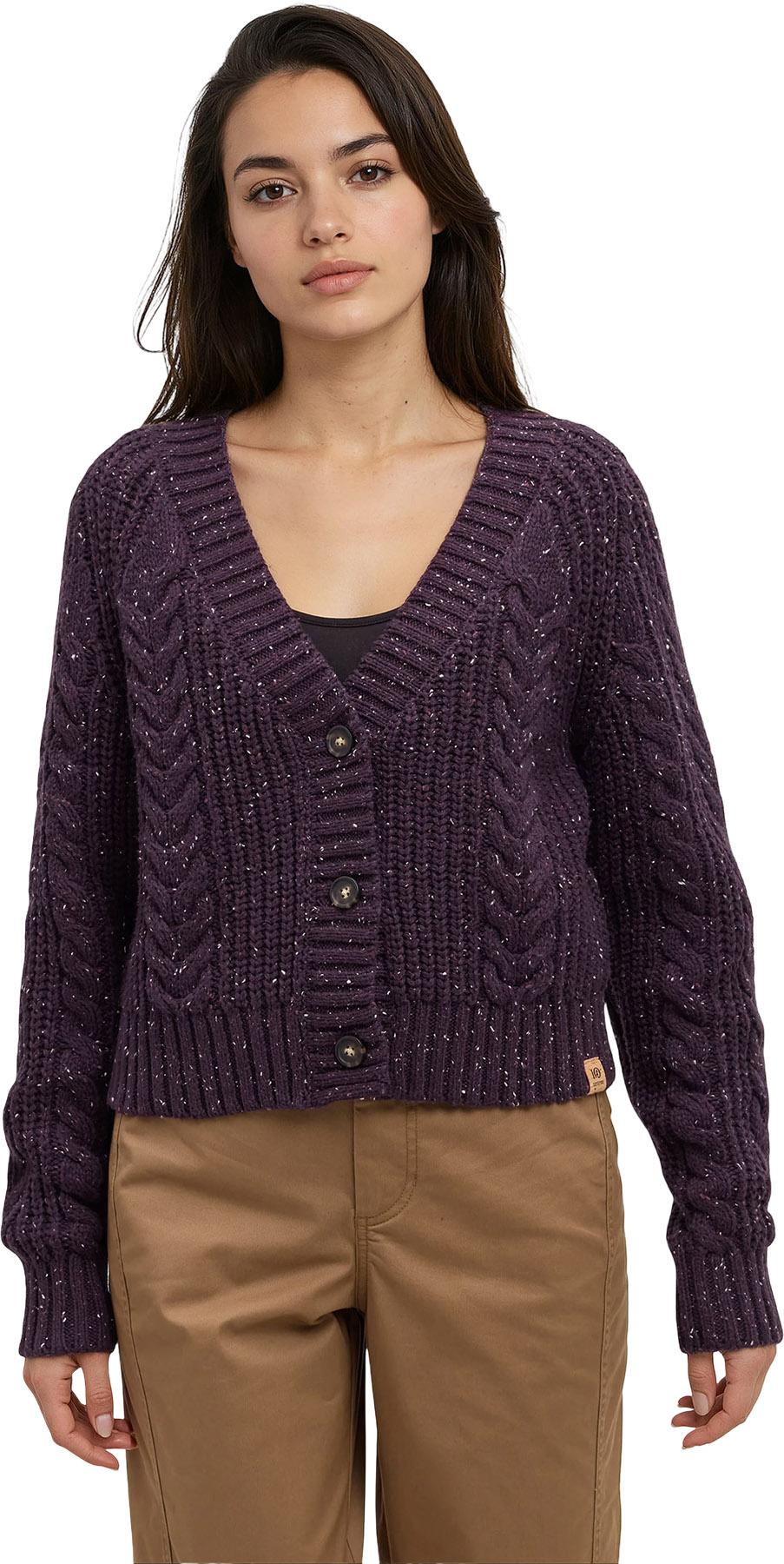 tentree Stillwater Fleck Cardigan - Plum Royale Fleck