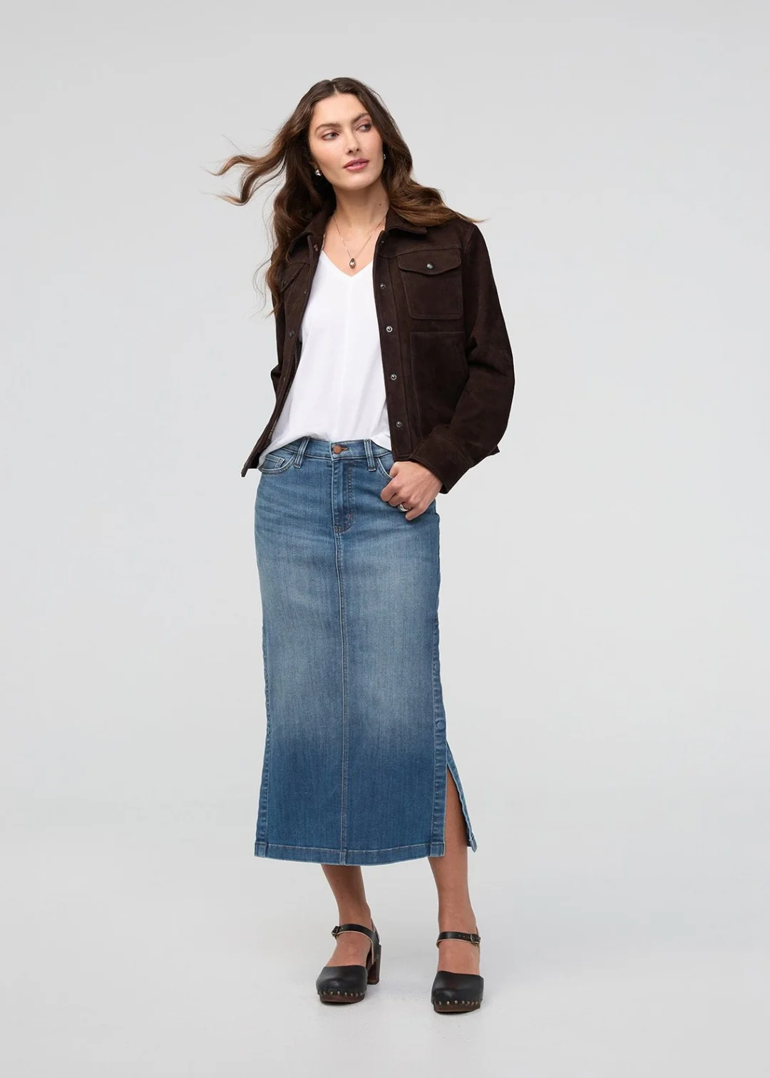 Women’s Performance Denim Slit Skirt