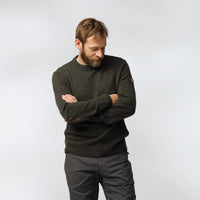 Fjällräven Men's Övik Round-neck Sweater, Dark Olive — worn