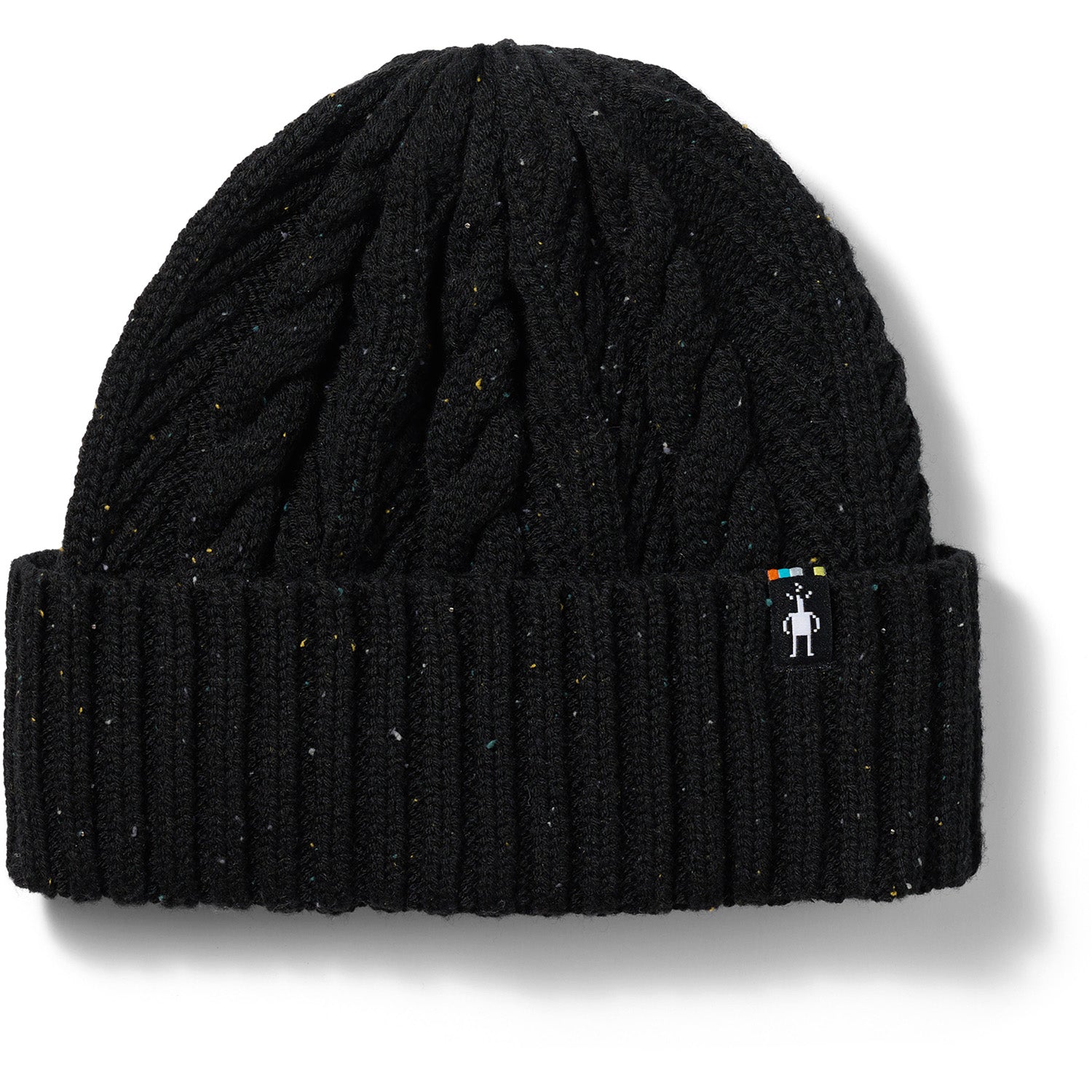 Cable Knit Beanie - Black Donegal