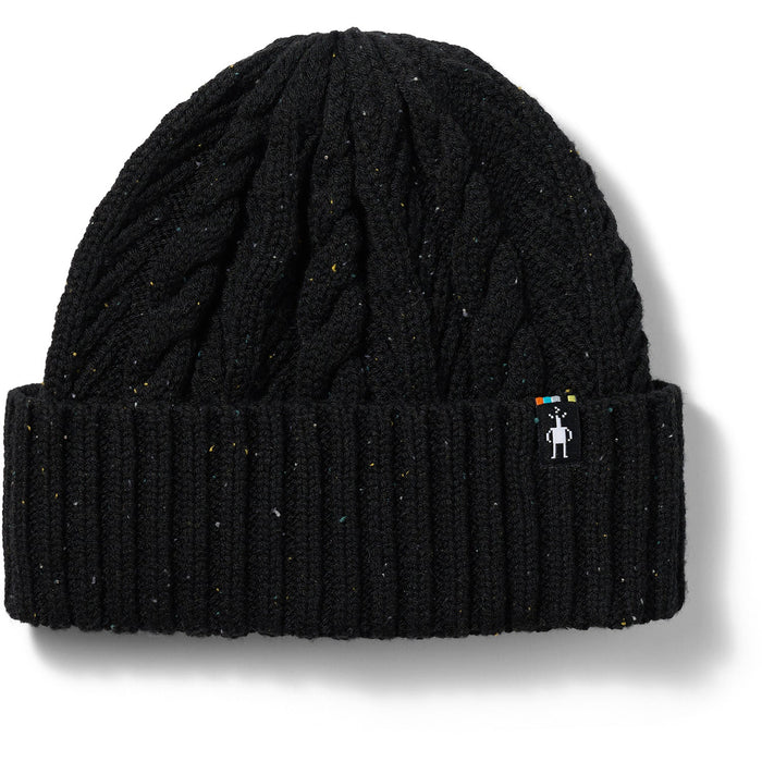 Cable Knit Beanie - Black Donegal