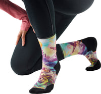 Smartwool Women's Trail Run Targeted Cushion Serene Peak Print Crew Socks - Dusty Teal detail