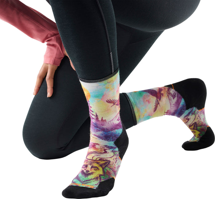 Smartwool Women's Trail Run Targeted Cushion Serene Peak Print Crew Socks - Dusty Teal detail