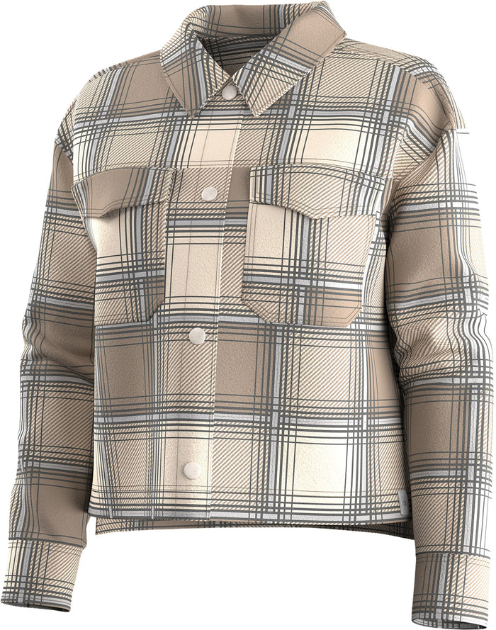 Women's Anchor Line Cropped Shirt Jacket - Almond Plaid