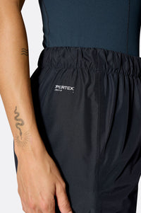 Rab Women's Downpour Waterproof Pants in Black, side zip detail